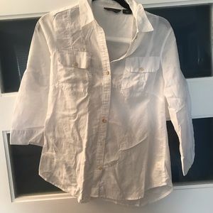 Eddie Bauer white 3/4 sleeve button up